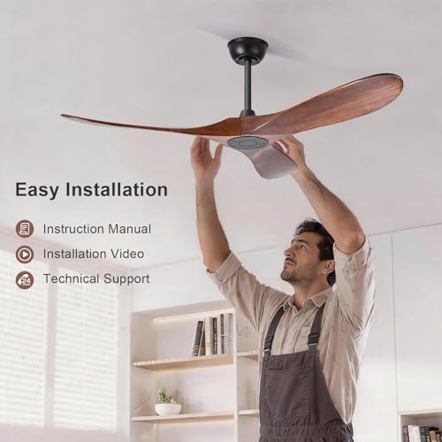 heimo 52 inch ceiling fan no light, wood, view 9
