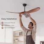 heimo 52 inch ceiling fan no light, wood, view 9