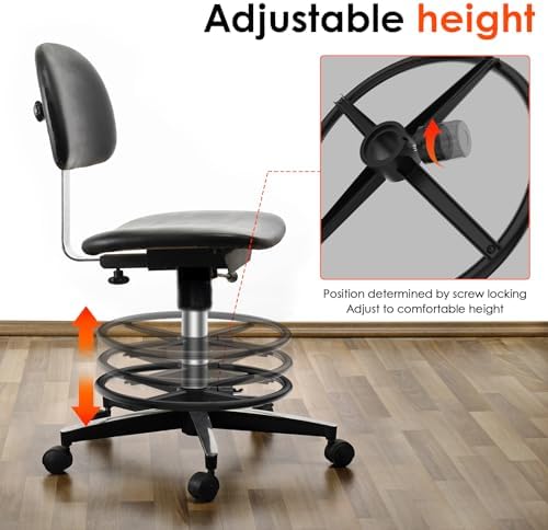 18" Foot Rest Ring for Drafting Stool & Office Chair, Chrome Steel