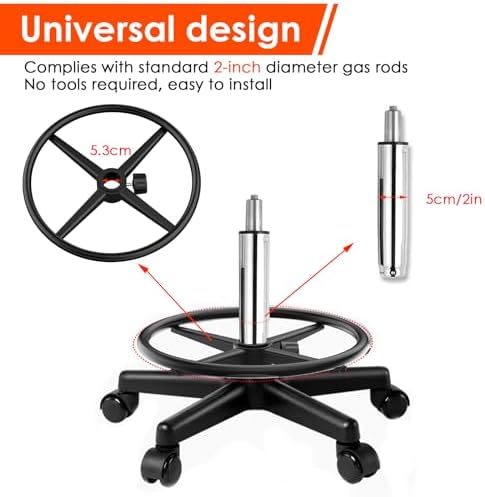 18" Foot Rest Ring for Drafting Stool & Office Chair, Chrome Steel