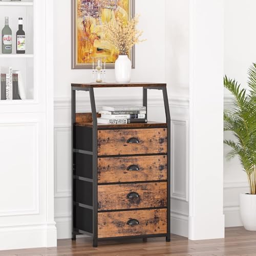 Furnulem Night Stand, Tall 4 Drawers Dresser - Image 8