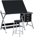 yaheetech drafting table with storage & stool, adjustable, main product view