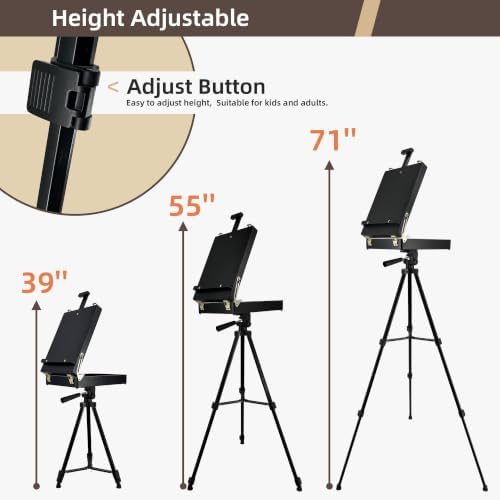 black french style easel sketch box with aluminum, package contents