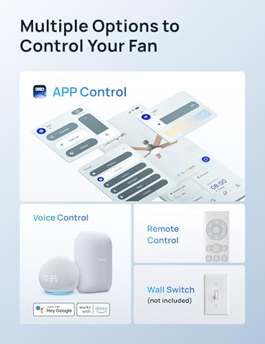 dreo smart ceiling fan with lights, 52 inch showing dimensions