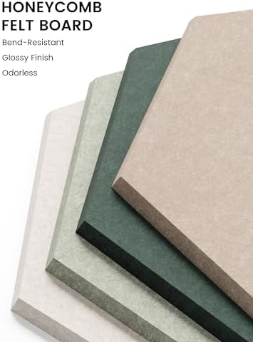 Fluxynara 12-Pack Hexagon Felt Bulletin Board Tiles, Nordic Moss-1