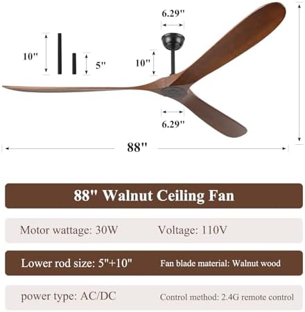 88" ceiling fan, extra large no lights, 3, side view