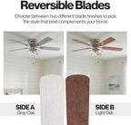 portage bay renton 42" ceiling fan with led showing dimensions