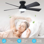 depuley modern ceiling fan with light: 42-inch black on a desk or shelf