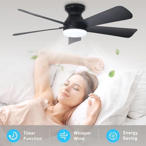 depuley modern ceiling fan with light: 42-inch black on a desk or shelf