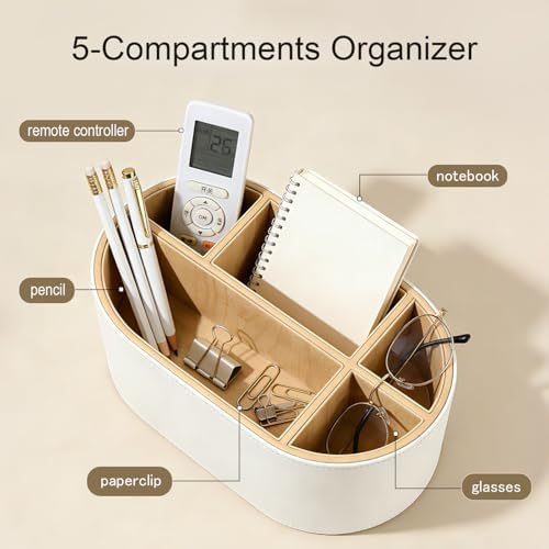 kingfom pu leather desk organizer with multi compartments shown in use