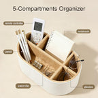 kingfom pu leather desk organizer with multi compartments shown in use