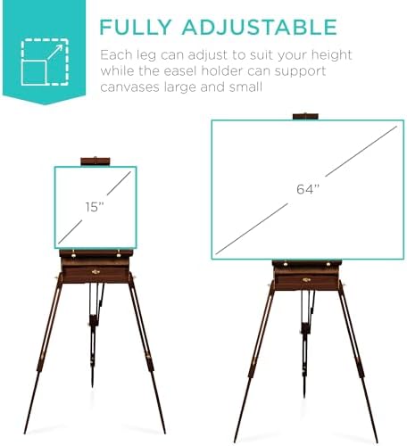 best choice products art easel for painting, portable, side view