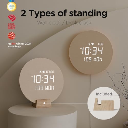 mooas full moon led silent wooden digital wall shown in use
