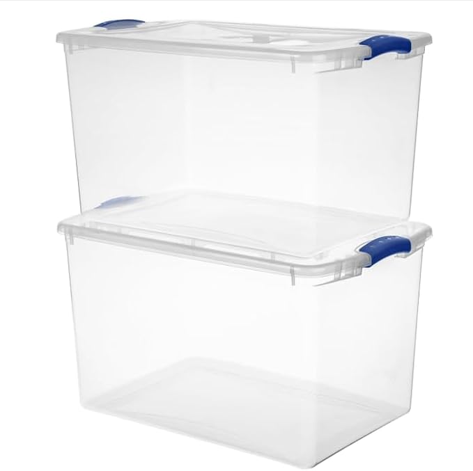 2 Pack 66 Quart Heavy-Large Clear Plastic Storage Bins - Image 2