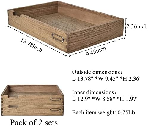 KIRIGEN Wooden Stackable Office Letter Organizer Desk Tray Pack of 2 - Image 6