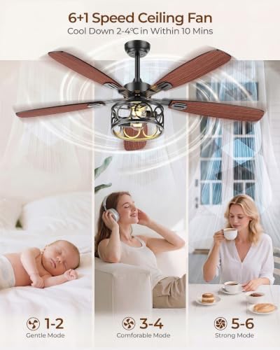 blnan 52 inch ceiling fan with lights and, close-up detail