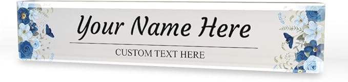 Signs ByLITA Floral Pattern Customized Nameplate | Indigo Blooms Personalized by SignsByLITA