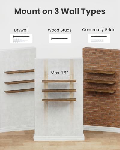 Amada 23.6" Floating Shelves for Wall Decor & Storage, Set of 3, Brown