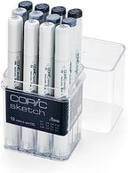 copic sketch alcohol markers, 12pc set, cool gray, side view