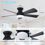 depuley modern ceiling fan with light: 42-inch black shown in use
