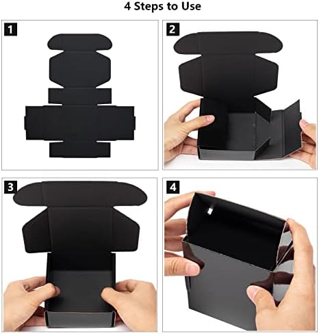 timirog 9x6.5x2 inches black shipping boxes 25 pack, front angle view