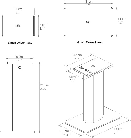 Kanto SP9 Rising Desktop Speaker Stands for Small/Medium Bookshelf Speakers &...