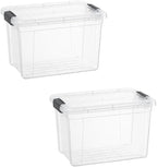 Superio Storage Bins with Lids- 2 Pack, 2.5 Qt Clear Boxes by Superio