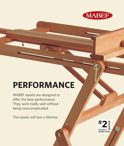 mabef m/24 sketch-box table easel, oiled beechwood portable, side view