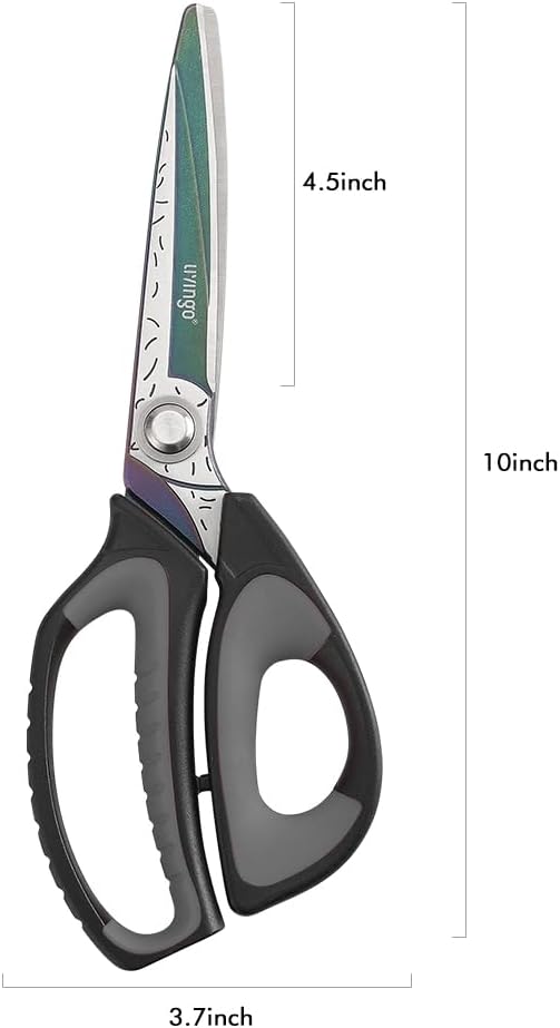 LIVINGO Heavy Duty Industrial Scissors: 10" Utility Stainless Steel Sharp - Image 2