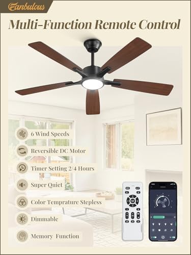 fanbulous 52 inch ceiling fans with lights, black shown in use