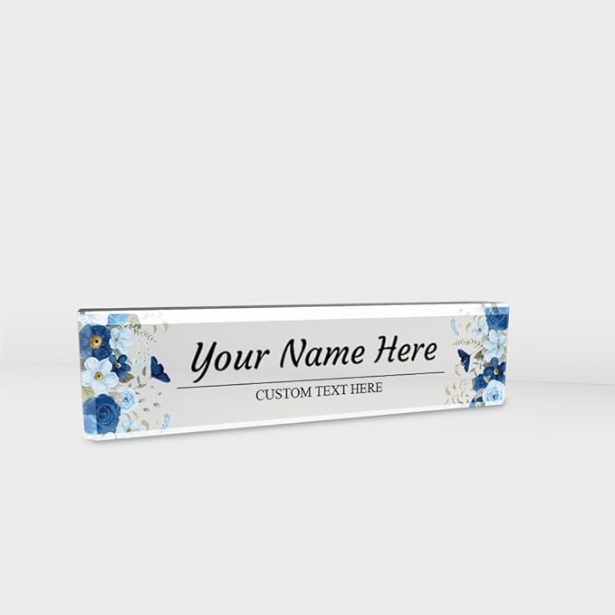 Signs ByLITA Floral Pattern Customized Nameplate | Indigo Blooms Personalized - Image 9