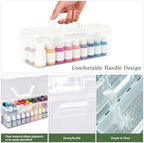 paint storage box with handle clear plastic organizer, close-up detail