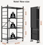 himix 4-tier foldable storage shelf with wheels 20, close-up detail