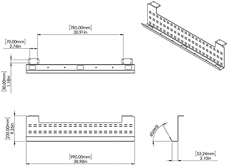 Stand Up Desk Store Under Desk Cable Management Tray Black Horizontal Computer - Image 4