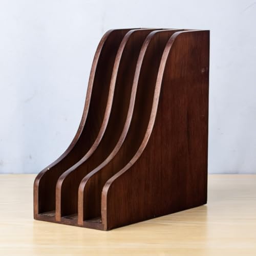 Solid Wood Vertical File Organizer, No Assembly Desk Mail Document Holder