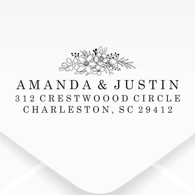 Custom Floral Address Stamp | Choose from 12 Designs | Multiple Ink Color - Image 2