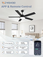 zmishibo 52 inch ceiling fan with light, 30w shown in use