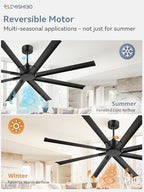 zmishibo 72 inch ceiling fan without light, 8, side view