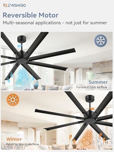 zmishibo 72 inch ceiling fan without light, 8, side view