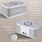 alarm clock speaker wireless charger, digital alarm clocks, front angle view