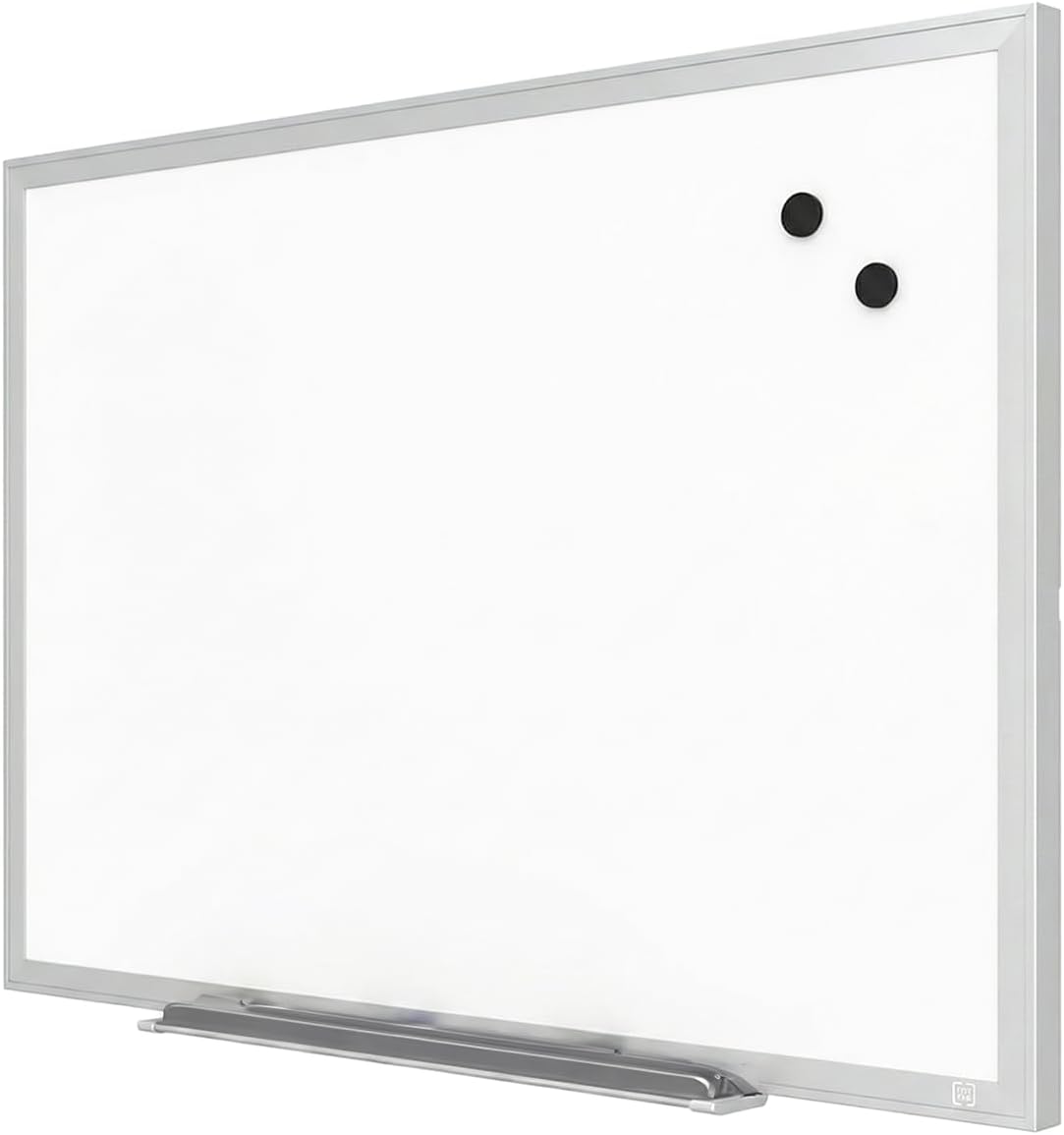 TRU RED Steel Magnetic Whiteboard, Satin Frame, 2 ft x 1.5 ft