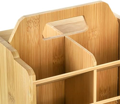 soujoy bamboo pen holder organizer, 360°rotating art supply, main product view