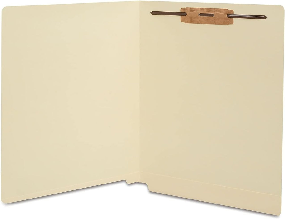 Staples End-Tab Fastener Folder, Letter Size, Manila, 50/Box | Reinforced tab and durable pressboard construction for secure document filing.