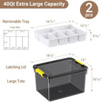80qt stackable storage bins with lids trays craft shown in use