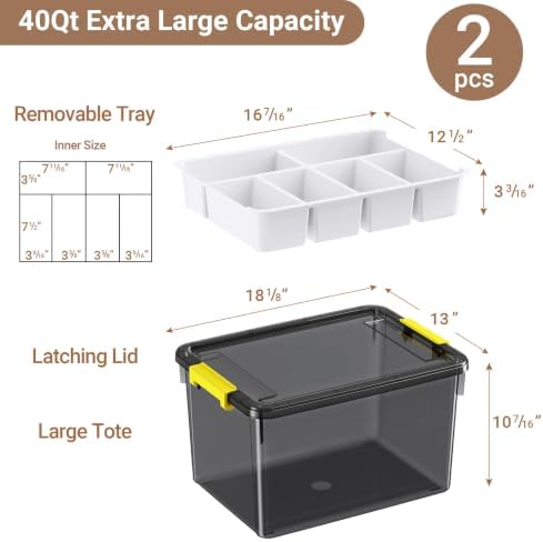 80qt stackable storage bins with lids trays craft shown in use