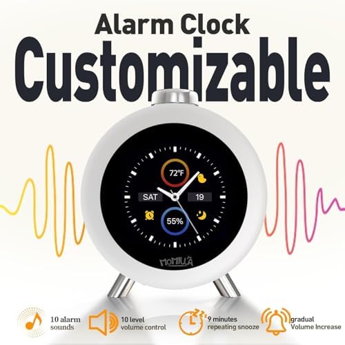 momilla alarm clocks for bedrooms, 2.8" color display on a desk or shelf