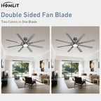 60 inch smart ceiling fan, silver indoor/outdoor ceiling shown in use