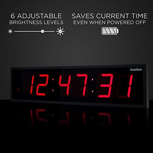 ivation oversized digital wall clock with large led, side view