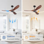 heimo 52 inch ceiling fan no light, wood, side view