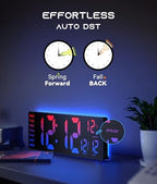 easyera 16.5" large digital wall clock with bt, front angle view